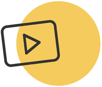 Icône vidéo Autofry - Rond jaune avec pictogramme de lecture